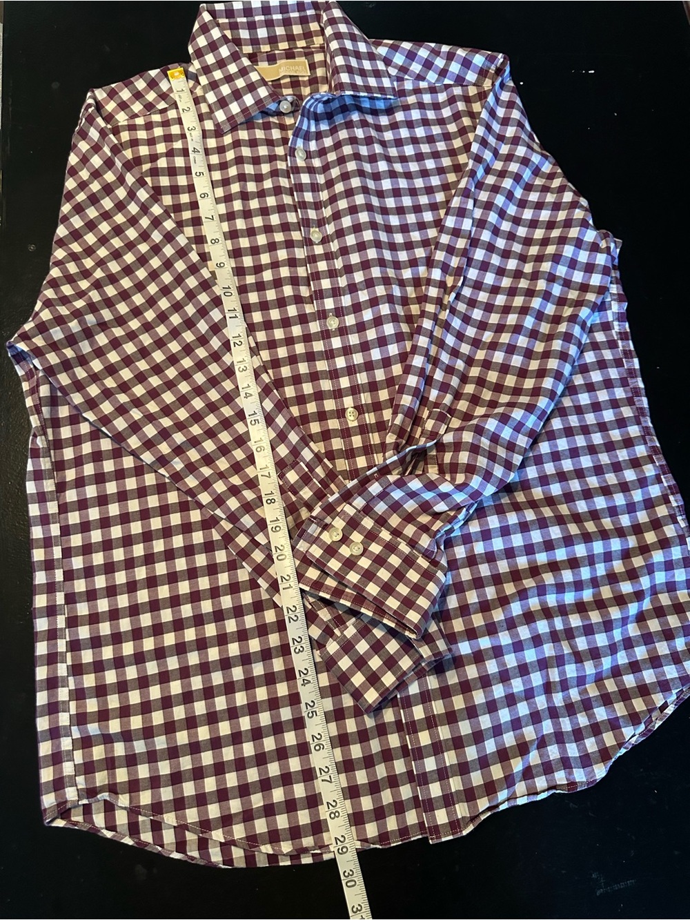 Michael Kors Purple and White Gingham Button-Down Shirt